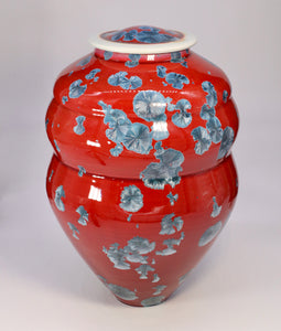 Red Jar With Blue Crystal