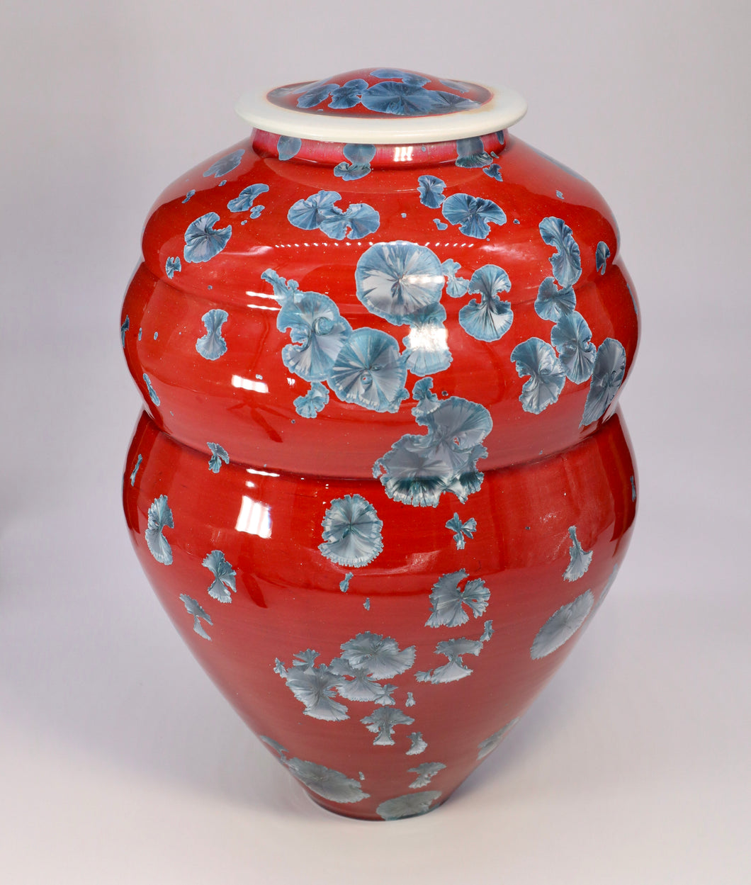 Red Jar With Blue Crystal